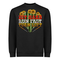 Black Hit hard run fast turn left Heavyweight Sweatshirt - NancyCooperArtShop