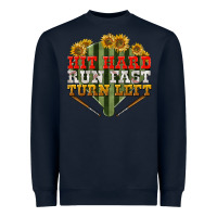 Navy Hit hard run fast turn left Heavyweight Sweatshirt - NancyCooperArtShop