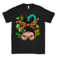Black Western  Messy Bun With Cactus Classic Tee - BundleAndBundleShop