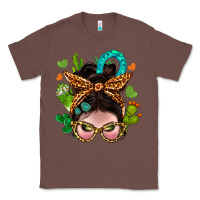 Chestnut Western  Messy Bun With Cactus Classic Tee - BundleAndBundleShop