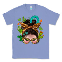 Colony Blue Western  Messy Bun With Cactus Classic Tee - BundleAndBundleShop