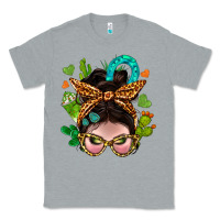 Heather Grey Western  Messy Bun With Cactus Classic Tee - BundleAndBundleShop
