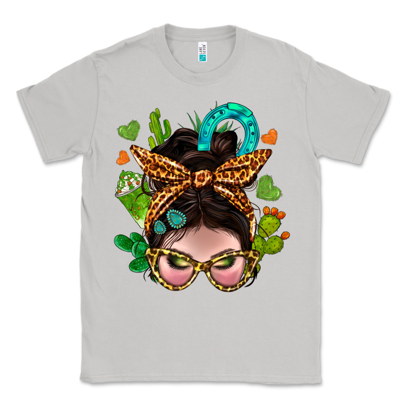 Western  Messy Bun With Cactus Classic Tee by BundleAndBundleShop | Teevron