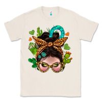 Natural Western  Messy Bun With Cactus Classic Tee - BundleAndBundleShop