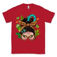Red Western  Messy Bun With Cactus Classic Tee - BundleAndBundleShop