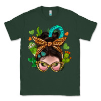 Sports Green Western  Messy Bun With Cactus Classic Tee - BundleAndBundleShop