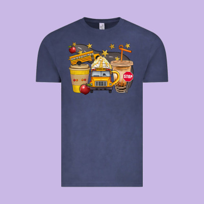 School Bus Coffee And Star Bbs Vintage Tee Designed By Bundleandbundleshop