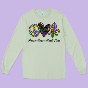 Mardi Gras Love Peace Long Sleeve Tee Designed By Bettercallsaul