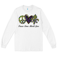 White mardi gras love peace Long Sleeve Tee - Bettercallsaul