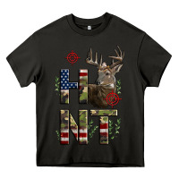 Asphalt Deer Hunting Usa Flag Heavy Core Tee - LillyAllenDesigns