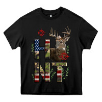 Black Deer Hunting Usa Flag Heavy Core Tee - LillyAllenDesigns