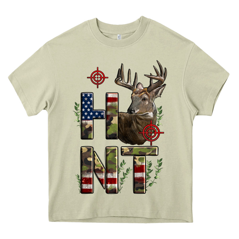 Deer Hunting Usa Flag Heavy Core Tee by LillyAllenDesigns | Teevron