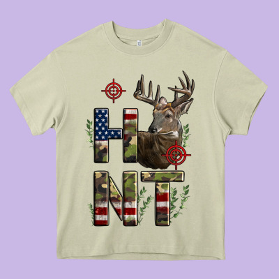 Deer Hunting Usa Flag Heavy Core Tee Designed By Lillyallendesigns