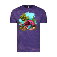 Cloud Purple Glamping Camp And Pink Tent Vintage Tee - BundleAndBundleShop