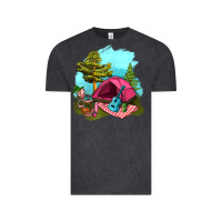 Vintage Black Glamping Camp And Pink Tent Vintage Tee - BundleAndBundleShop
