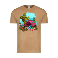 Vintage Camel Glamping Camp And Pink Tent Vintage Tee - BundleAndBundleShop