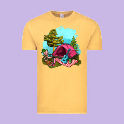 Glamping Camp And Pink Tent Vintage Tee Designed By Bundleandbundleshop