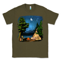 Army Green Night Glamping Camp With Wine Classic Tee - BundleAndBundleShop