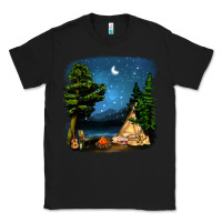 Black Night Glamping Camp With Wine Classic Tee - BundleAndBundleShop