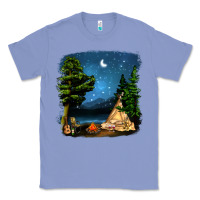 Colony Blue Night Glamping Camp With Wine Classic Tee - BundleAndBundleShop