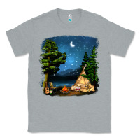 Heather Grey Night Glamping Camp With Wine Classic Tee - BundleAndBundleShop