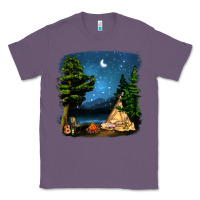 Lavender Night Glamping Camp With Wine Classic Tee - BundleAndBundleShop