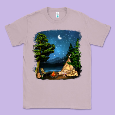 Night Glamping Camp With Wine Classic Tee Designed By Bundleandbundleshop
