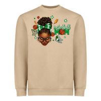 Mushroom Afro Messy Bun Full Face Basketball Mom Heavyweight Sweatshirt - texasbilliewilder