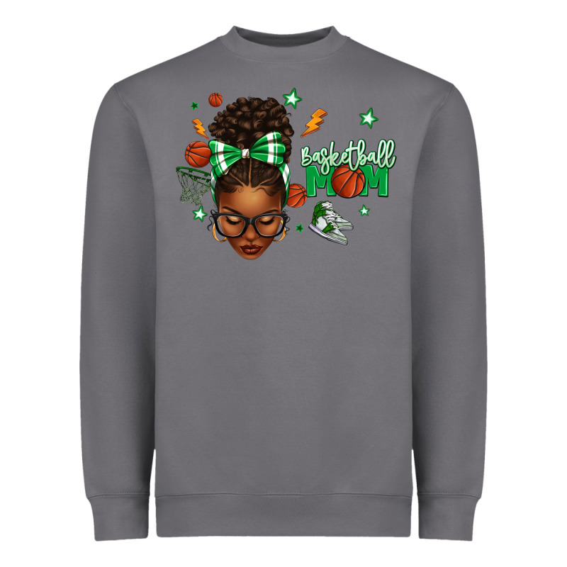 Afro Messy Bun Full Face Basketball Mom Heavyweight Sweatshirt by texasbilliewilder | Teevron