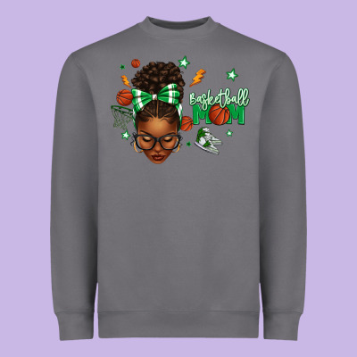 Afro Messy Bun Full Face Basketball Mom Heavyweight Sweatshirt Designed By Texasbilliewilder