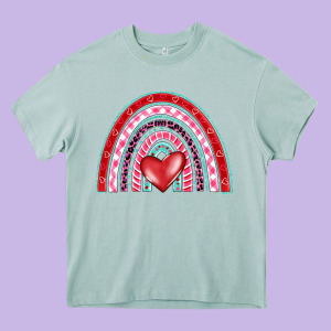 Valentine's Day Rainbow Heavy Core Tee Designed By Barkaloodesign