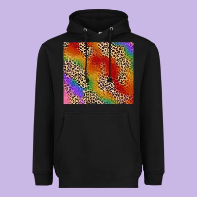 Pride Rainbow Leopard Design Heavyweight Hoodie Designed By Fadigitalartstudio