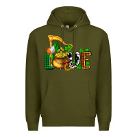 Army Green St. Patrick's Love and golds Premium Hoodie - OliviaCreatesArt