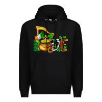 Black St. Patrick's Love and golds Premium Hoodie - OliviaCreatesArt