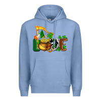 Colony Blue St. Patrick's Love and golds Premium Hoodie - OliviaCreatesArt