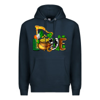 Navy St. Patrick's Love and golds Premium Hoodie - OliviaCreatesArt
