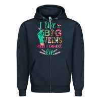Navy i like big veins and i cannot lie Zipper Hoodie - CowGirlArtShop