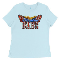 Baby Blue American Babe With Sunflowers Ladies Tee - LillyAllenDesigns