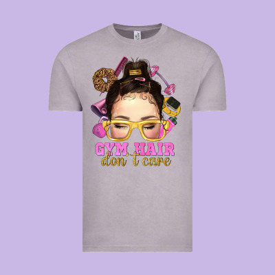 Messy Bun Gym Hair Don't Care Bbs Vintage Tee Designed By Bundleandbundleshop