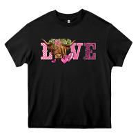 Black valentine's day love highland cow Heavy Core Tee - BarkalooDesign