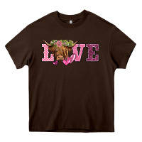 Chocolate Brown valentine's day love highland cow Heavy Core Tee - BarkalooDesign