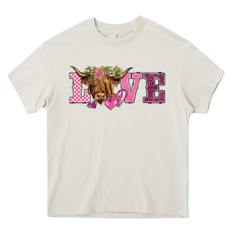 Valentine's Day Love Highland Cow Heavy Core Tee by BarkalooDesign | Teevron