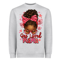 Heather Grey one loved mama afro messy bun Heavyweight Sweatshirt - texasbilliewilder
