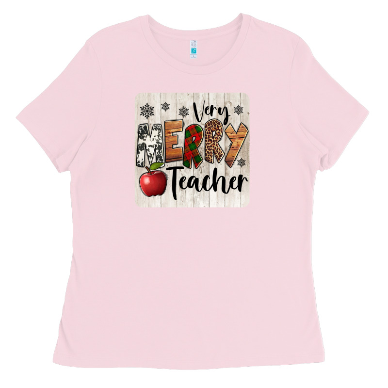 Very Merry Teacher Christmas Coaster Ladies Tee by Jasminsmagicworld | Teevron