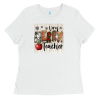 White very merry teacher christmas coaster Ladies Tee - Jasminsmagicworld