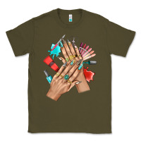 Army Green Western Nail Art With Nail Material Bbs Classic Tee - BundleAndBundleShop
