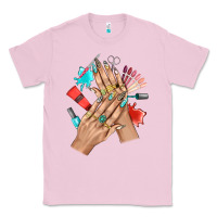 Bubblegum Pink Western Nail Art With Nail Material Bbs Classic Tee - BundleAndBundleShop