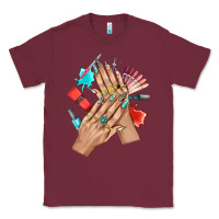 Burgundy Western Nail Art With Nail Material Bbs Classic Tee - BundleAndBundleShop