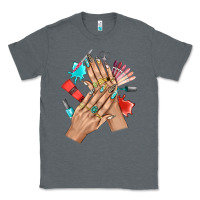 Charcoal Heather Western Nail Art With Nail Material Bbs Classic Tee - BundleAndBundleShop