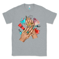 Heather Grey Western Nail Art With Nail Material Bbs Classic Tee - BundleAndBundleShop
